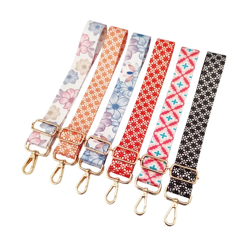 Adjustable Bag Shoulder Strap Polyester Floral Print Replacement Wide Crossbody Belt For Handbags