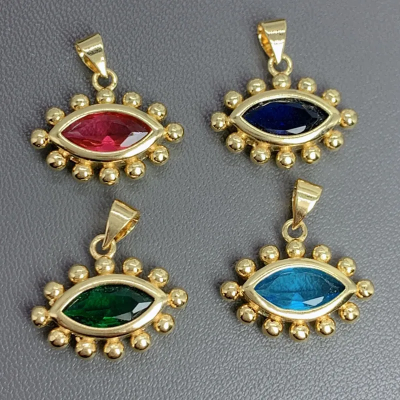 Evil Eye Pendant Necklace Gold Plated Copper Colorful Zircon Crystal Micro Pave Jewelry For Women Trendy Fashion Accessory