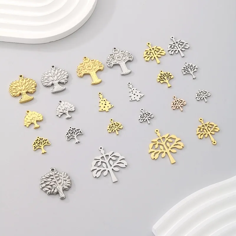 Pendenti Albero Della Vita Forma Cuore Charms In Acciaio Inossidabile Per Creazione Gioielli Fai Da Te Accessori Albero Natale