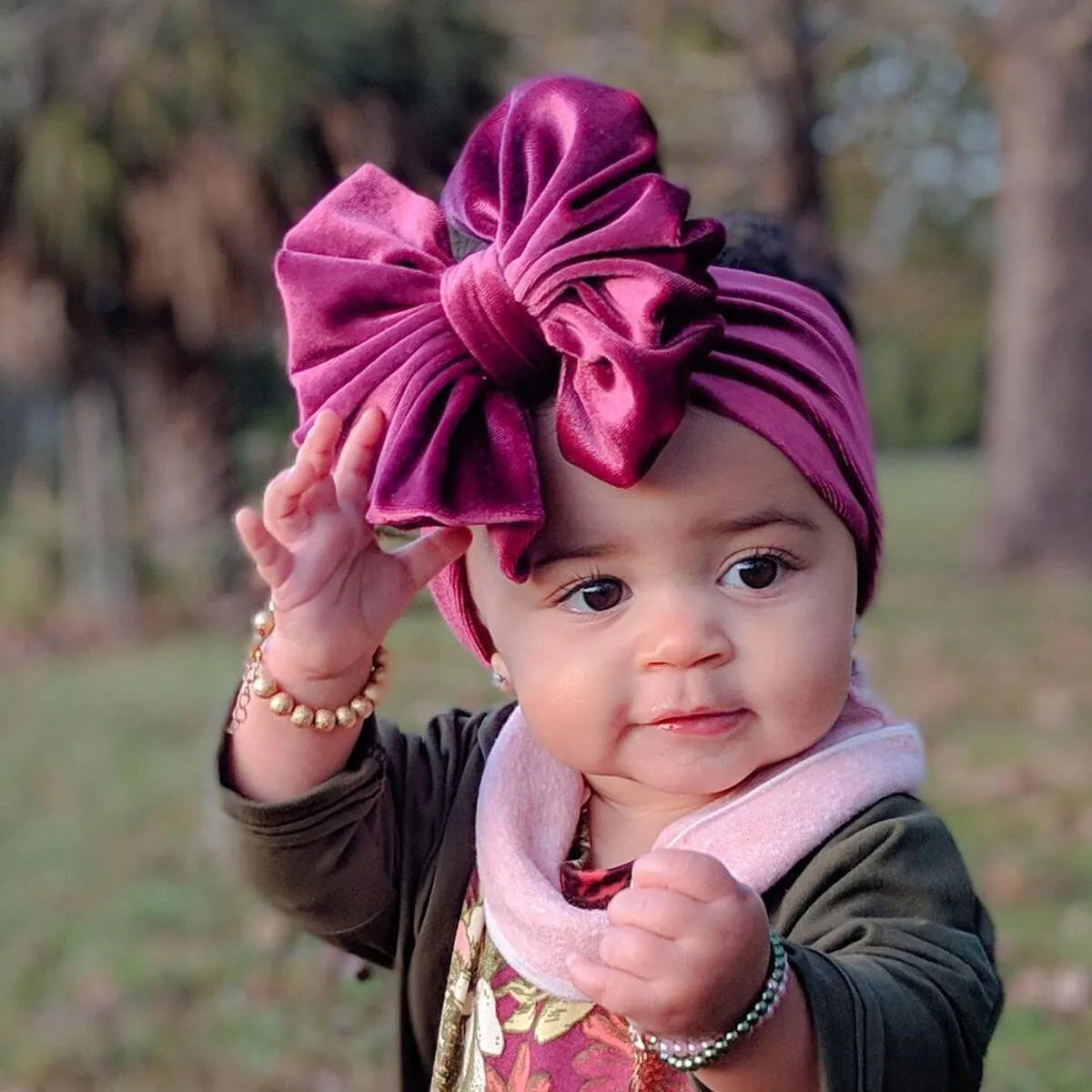 Baby Girls Velvet Headband Oversized Big Bow Hair Band Elastic Wide Turban For Infants Toddlers Kids Solid Color Fashion