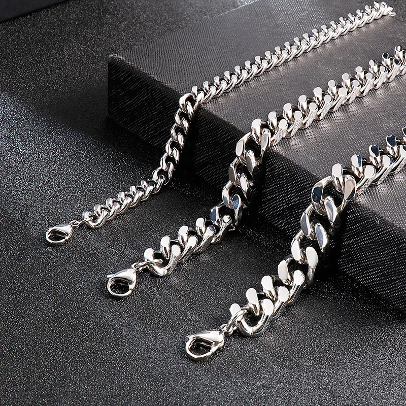 Cuban Link Chain Necklace Stainless Steel Hip Hop Streetwear Punk Fashion Jewelry For Men Curb Chain