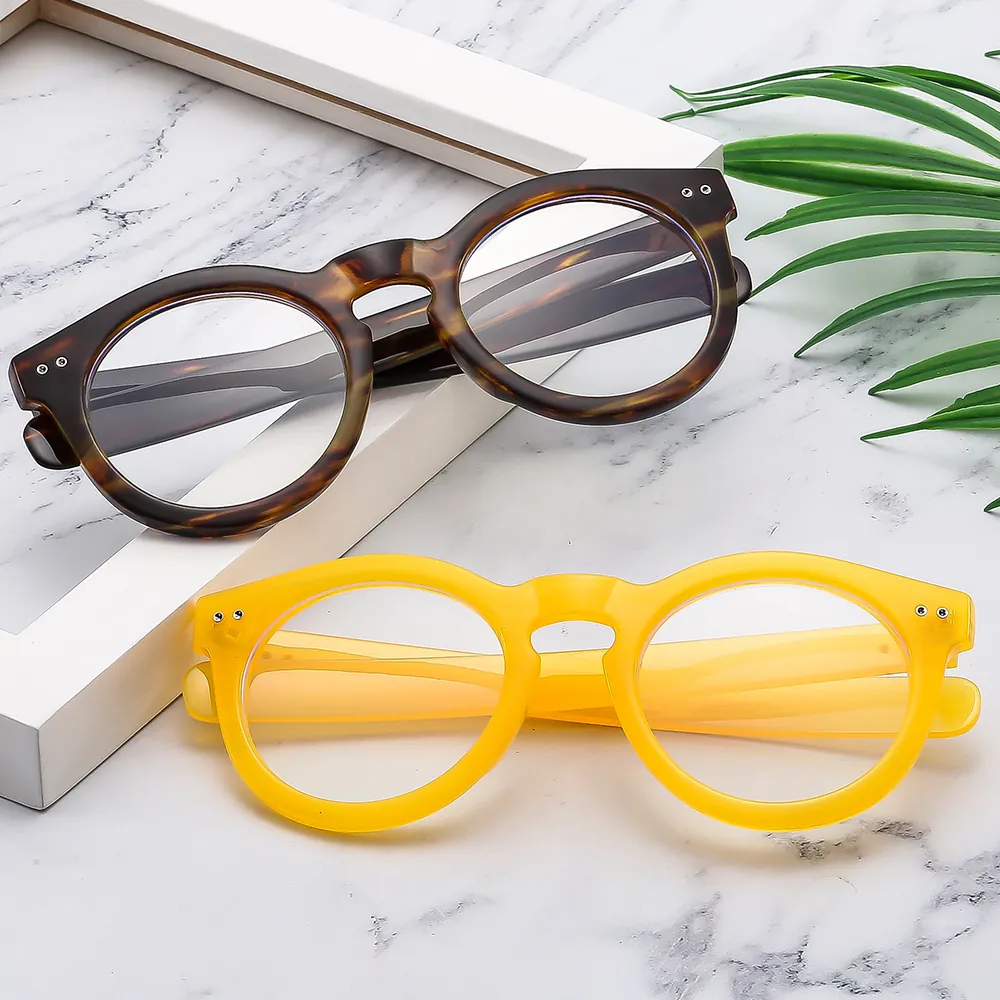 Oval Eyeglasses Frame Anti Blue Light Glasses PC Vintage Trendy Rivet Optical Spectacles Myopia Compatible For Women Men
