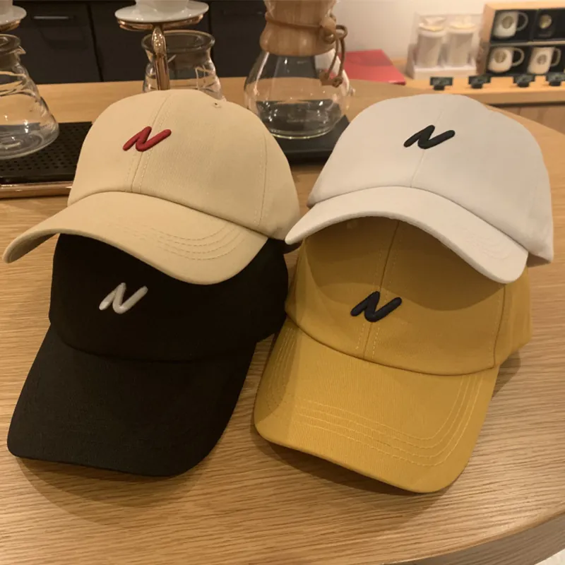 Casquette De Baseball En Coton Unisexe Réglable Style Coréen Streetwear Chapeau De Soleil Avec Lettre Brodée N M S