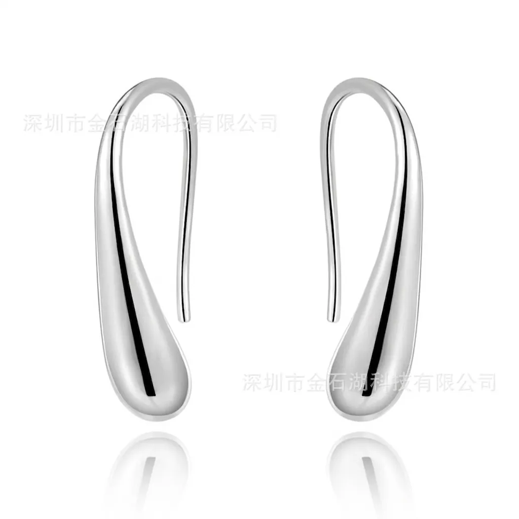 Orecchini A Gancio Goccia D'acqua Rame Placcato Argento 925 Oro Rosa Nero Lucido Minimalista Elegante Gioielli Moda Donna