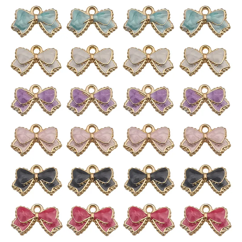 Pendenti Fiocco In Lega Smaltata Ciondoli Nastro Colorati Per Creazione Gioielli Fai Da Te Collana Bracciale Artigianato Stile Dolce