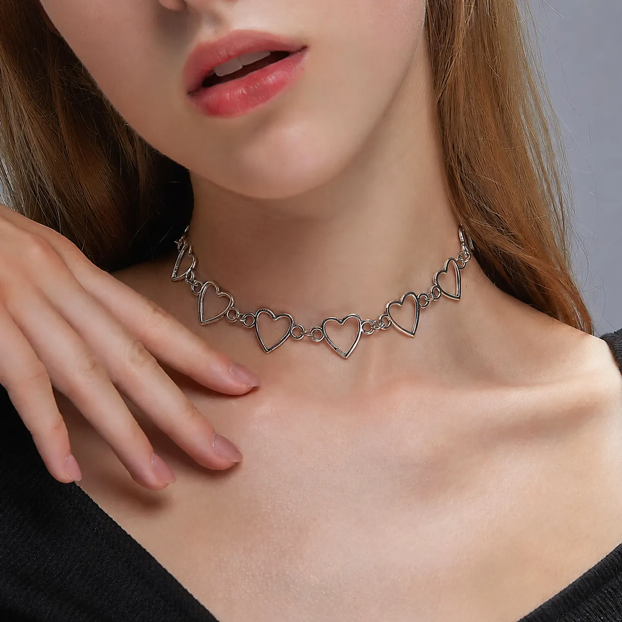 Minimalistische Legierung Hohle Herz Choker Halskette Für Damen Chic Hip Hop Süße Herz Anhänger Halsketten Modeschmuck Geschenk