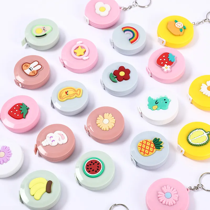 Portable Mini Cartoon Tape Measure Cute Fruit Animal Pattern Retractable Soft Ruler For Body Waist Measuring Sewing Tool