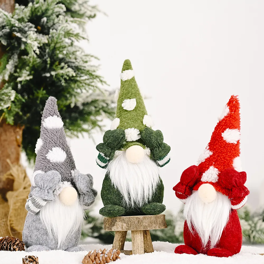 Christmas Gnome Ornament Non-woven Fabric Felt Polka Dot Hat Cover Eyes Shy Swedish Tomte Desktop Decorative Doll
