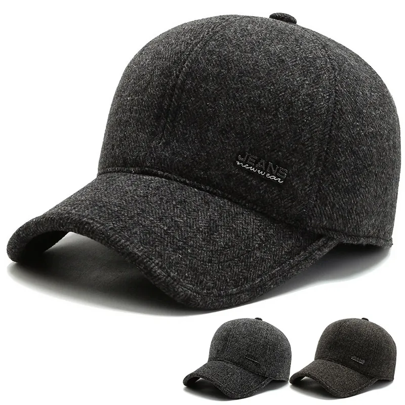 Cappello Da Baseball In Lana Invernale Da Uomo Con Protezione Per Le Orecchie Fodera In Pile Caldo Retro