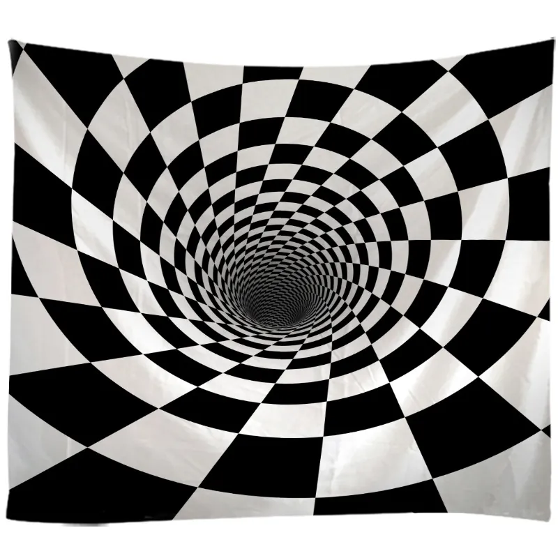 Polyester Wall Hanging Tapestry Optical Illusion 3D Vortex Geometric Swirl Modern Art Backdrop For Bedroom Decor
