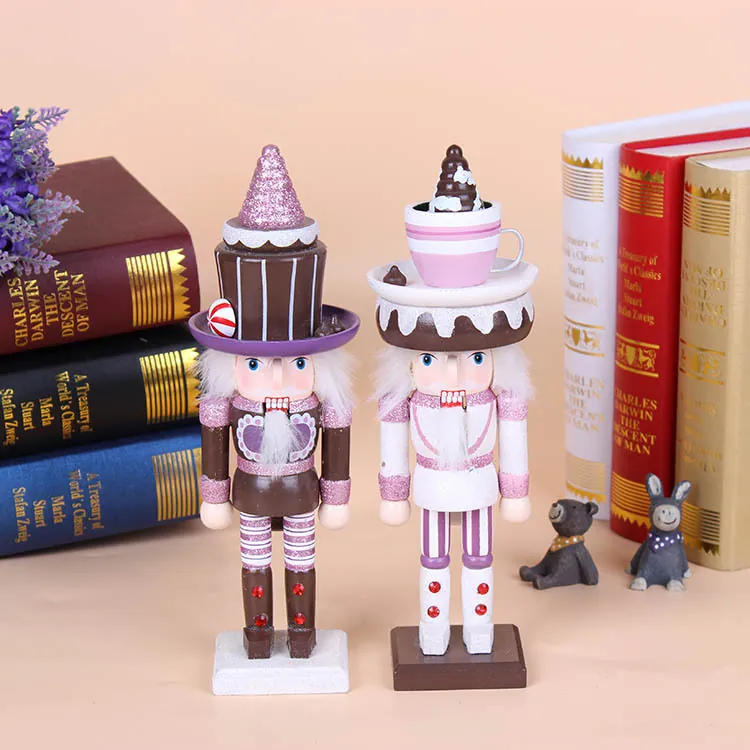 Schiaccianoci Di Natale Statuina Legno Dessert Caramelle Design Brillantini Decorazione Casa Regalo Vacanze