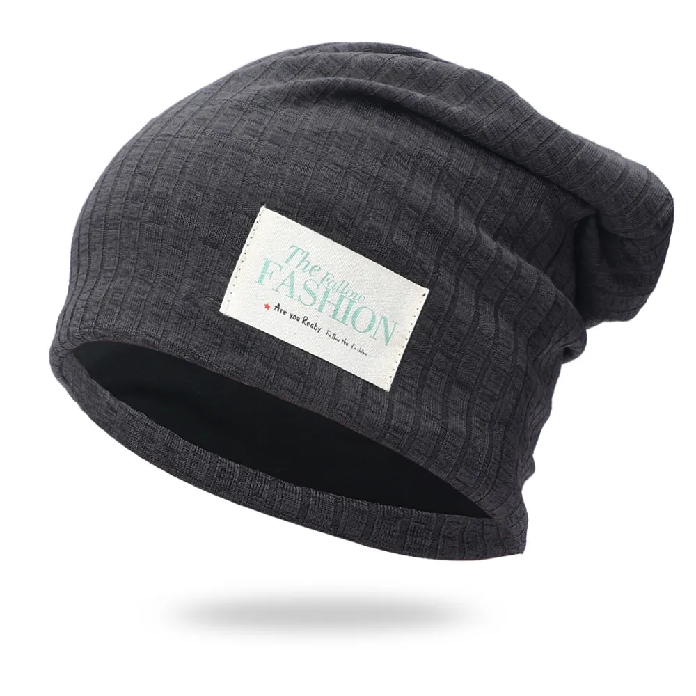 Knitted Beanie Hat Acrylic Ribbed Skull Cap With Patch For Men Women Winter Warm Outdoor Fashion Slouchy