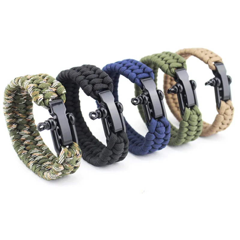 Outdoor Überlebensarmband Paracord Handgeflochten Notfall Camping Wandern Verstellbare Metallschnalle Taktisches Armband