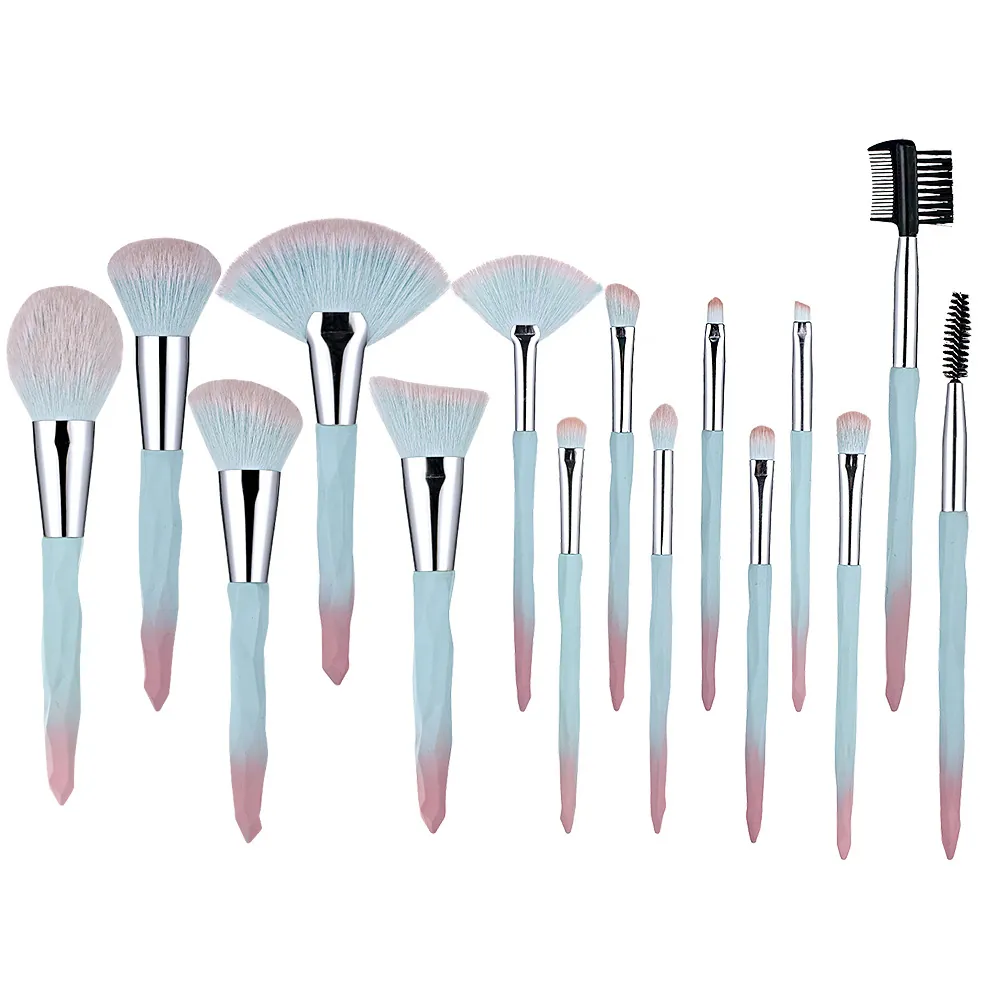 Professional Makeup Brushes Diamond Cut Geometric Handle Synthetic Fiber Colorful Gradient Soft Eye Shadow Beauty Tools