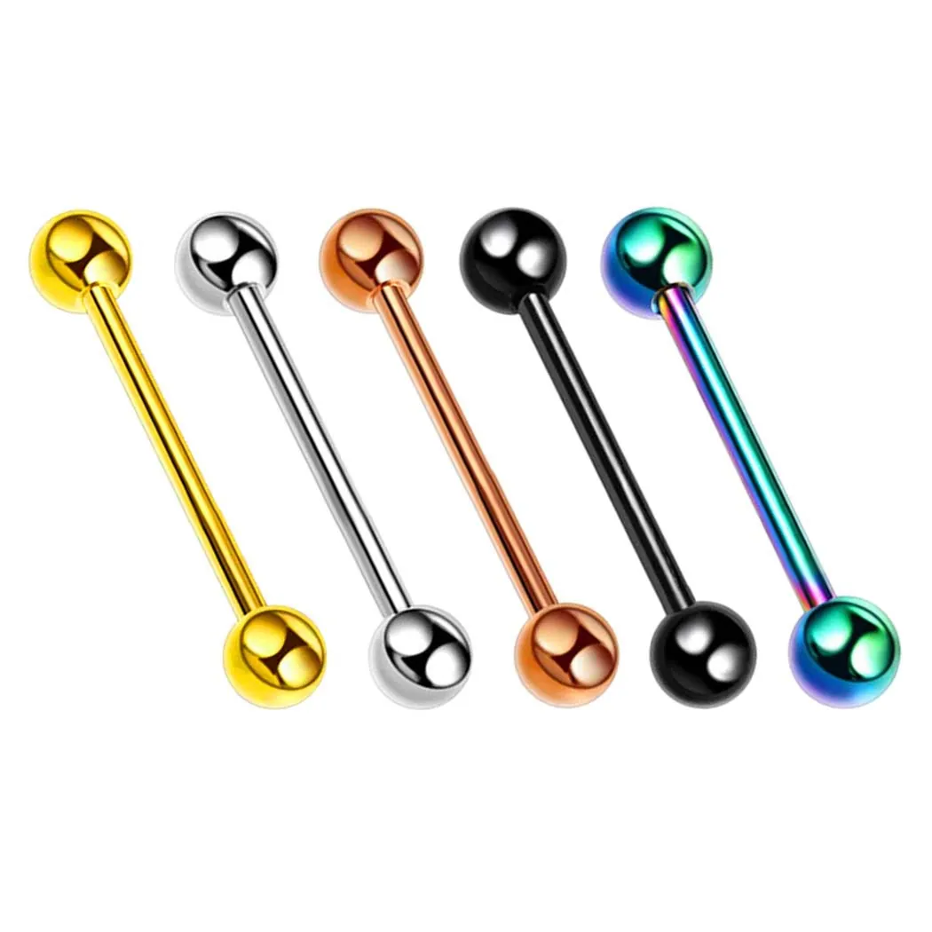 Stainless Steel Piercing Jewelry Barbell Round Ball Cone Design Tongue Rings Nipple Studs Body Accessories