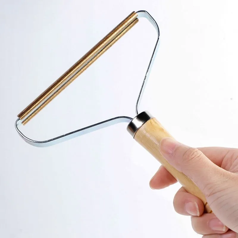 Portable Manual Lint Remover Wood Handle Pure Copper Blade Fabric Shaver Fuzz Remover For Woolen Coat Carpet Clothing