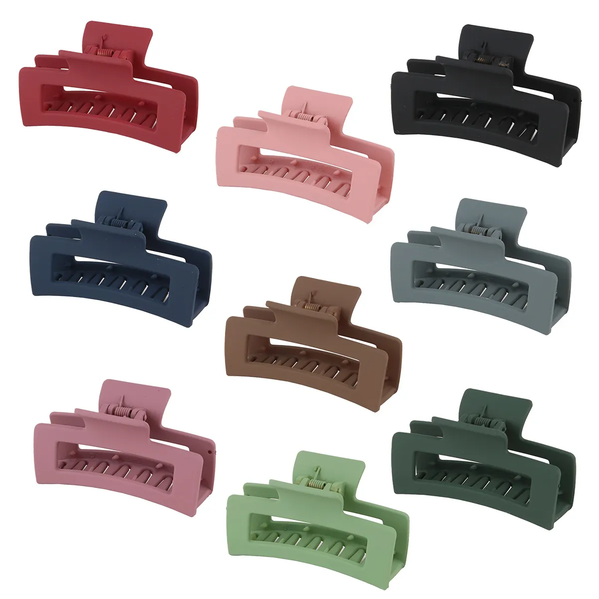 Molletta Per Capelli Rettangolare Grande Plastica Opaca Geometrica Svuotata Accessori Per Acconciature Eleganti Da Donna