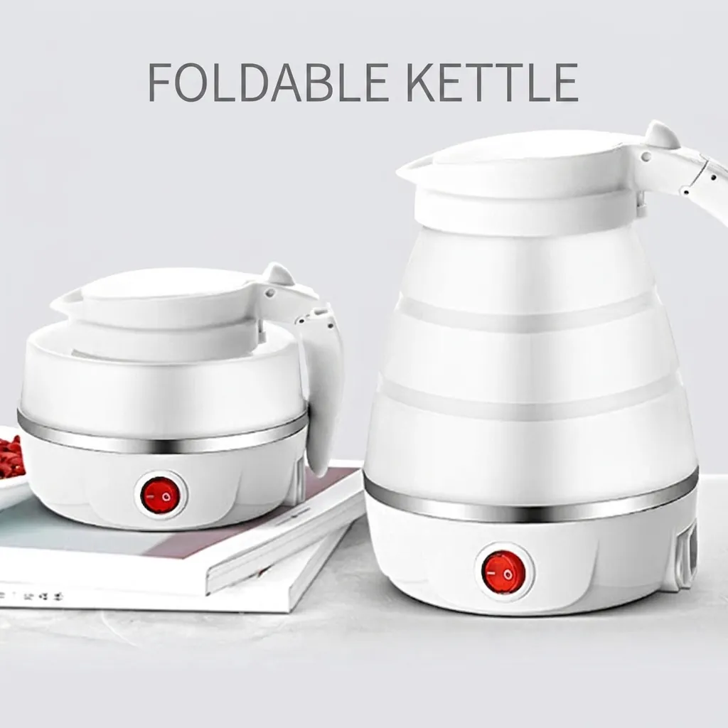 Foldable Electric Kettle Portable Silicone Collapsible Hot Water Boiler With 304 Stainless Steel Base For Travel Camping