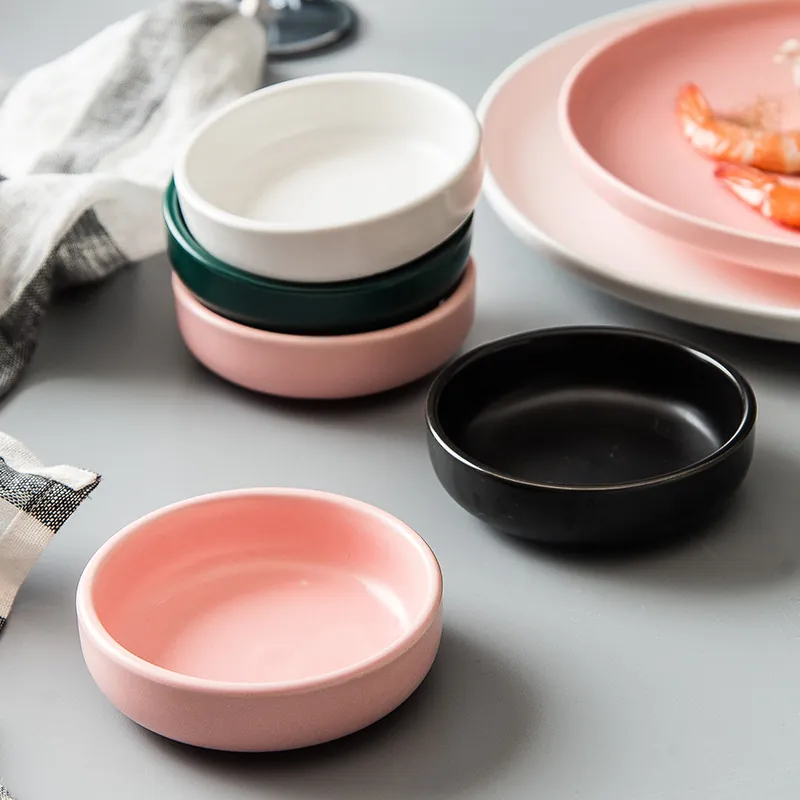 Ceramic Dipping Sauce Dish Matte Glazed Round Seasoning Bowl For Soy Sauce Vinegar Snacks Appetizer Japanese Nordic Style