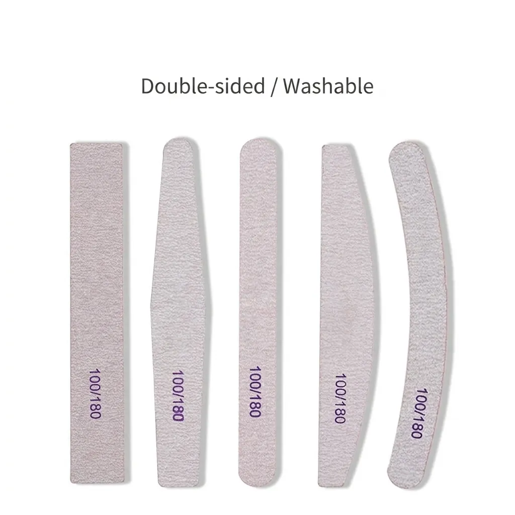 Limas De Uñas Profesionales De Doble Cara Lavables Amortiguador De Papel De Lija Gris Para Manicura Pedicura Uñas Naturales De Acrílico