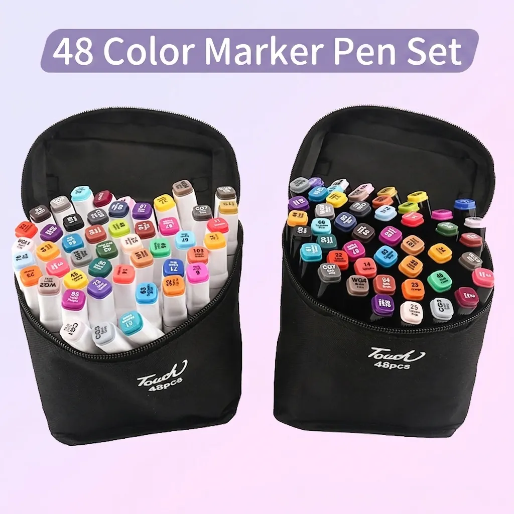 Dual Tip Art Markers Plastic Alcohol Based Permanent Ink Sketching Pens Drawing Coloring Manga Illustration Students
