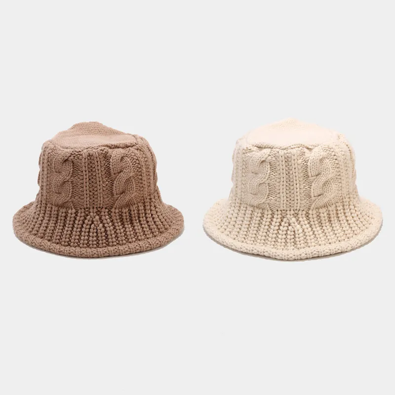 Women Cable Knit Bucket Hat Warm Winter Chunky Acrylic Fisherman Hat Solid Color Crochet Basin Hat Casual Soft Outdoor Headwear
