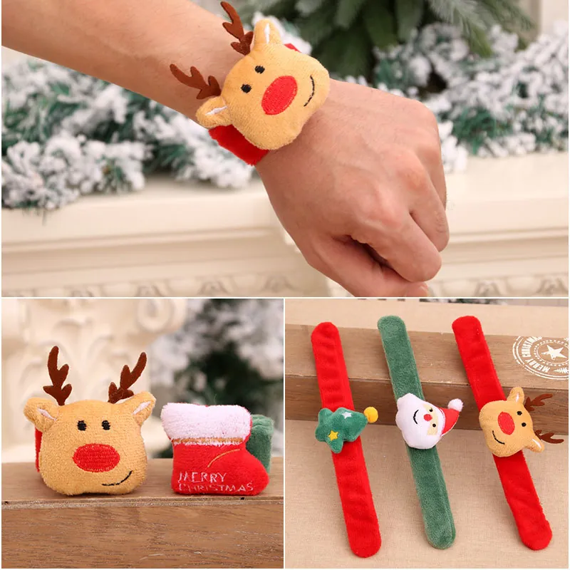 Braccialetti Slap Di Natale Peluche Flanella Bracciale A Scatto Morbido Babbo Natale Renna Regali Di Festa Per Bambini Arredo