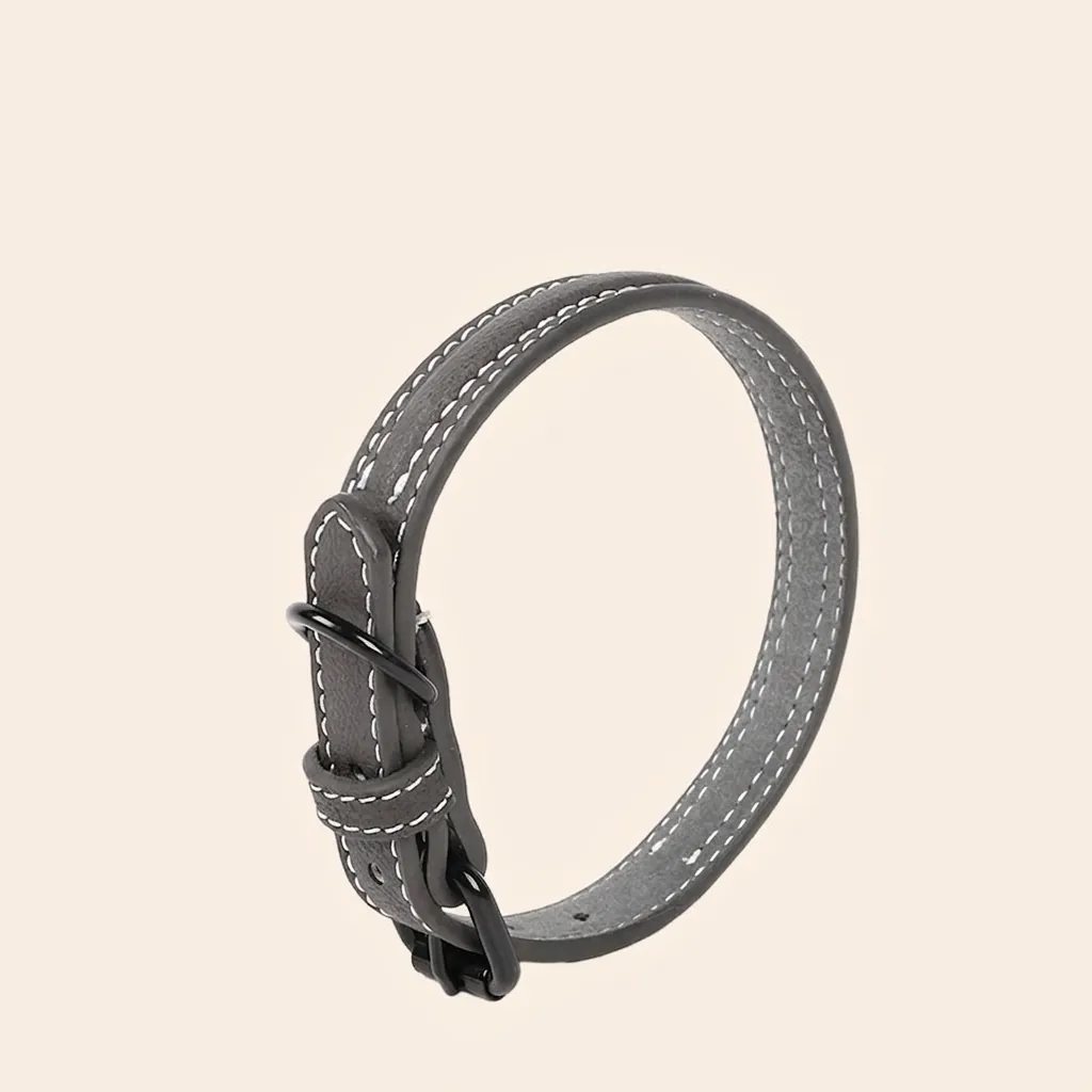 Adjustable Pet Collar Premium PU Leather With Metal Buckle And Contrast Stitching For Various Dogs And Cats