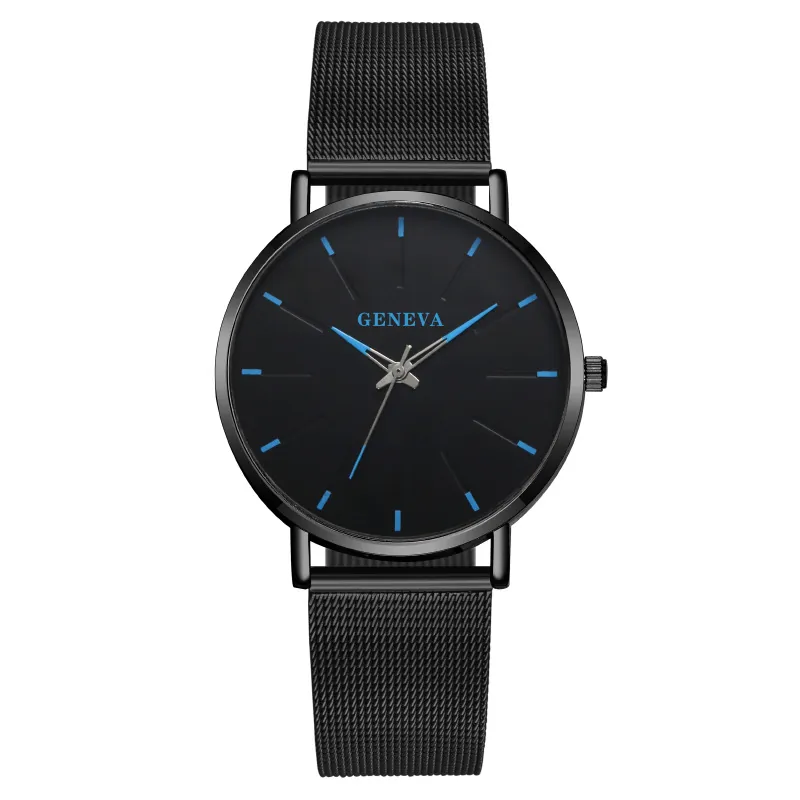 Montre à Quartz Minimaliste pour Homme Bracelet en Maille Métallique Cadran Rond Analogique Montre d'Affaires Décontractée