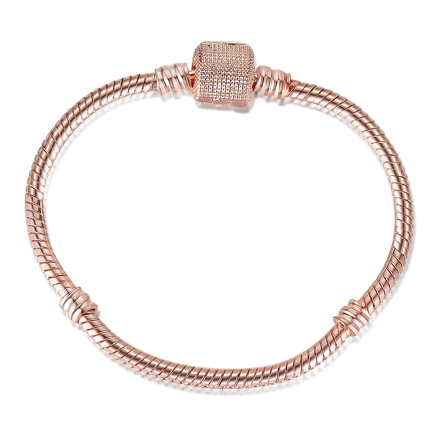 Copper Snake Bone Chain Bracelet For Women DIY Beaded Minimalist Rhinestone Clasp Rose Gold Silver Fashion Jewelry Handmade Handcuff Accessory