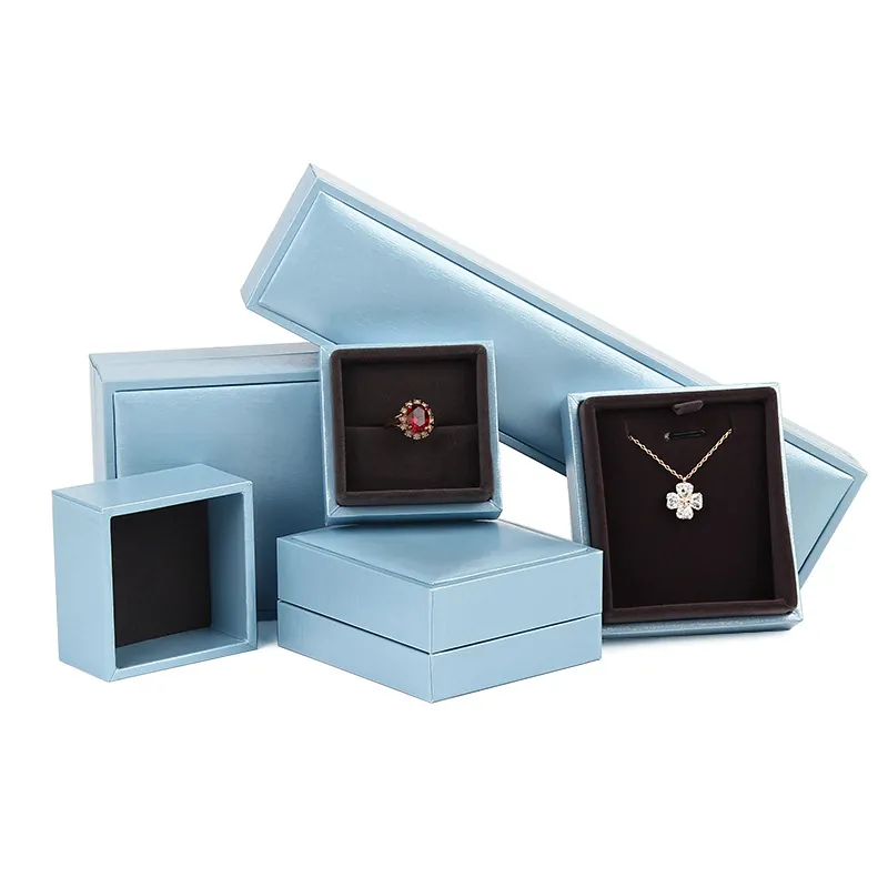 Professionele High-End Sieradendoos met Deksel en Bodem Leatherette Papier Fluweel Voering Ketting Ring Armband Geschenkdoos Display Verpakking