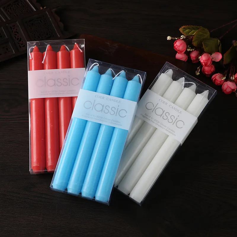 Tapered Dinner Candles Paraffin Wax Smokeless Dripless Unscented Straight Stick For Wedding Party Home Decor