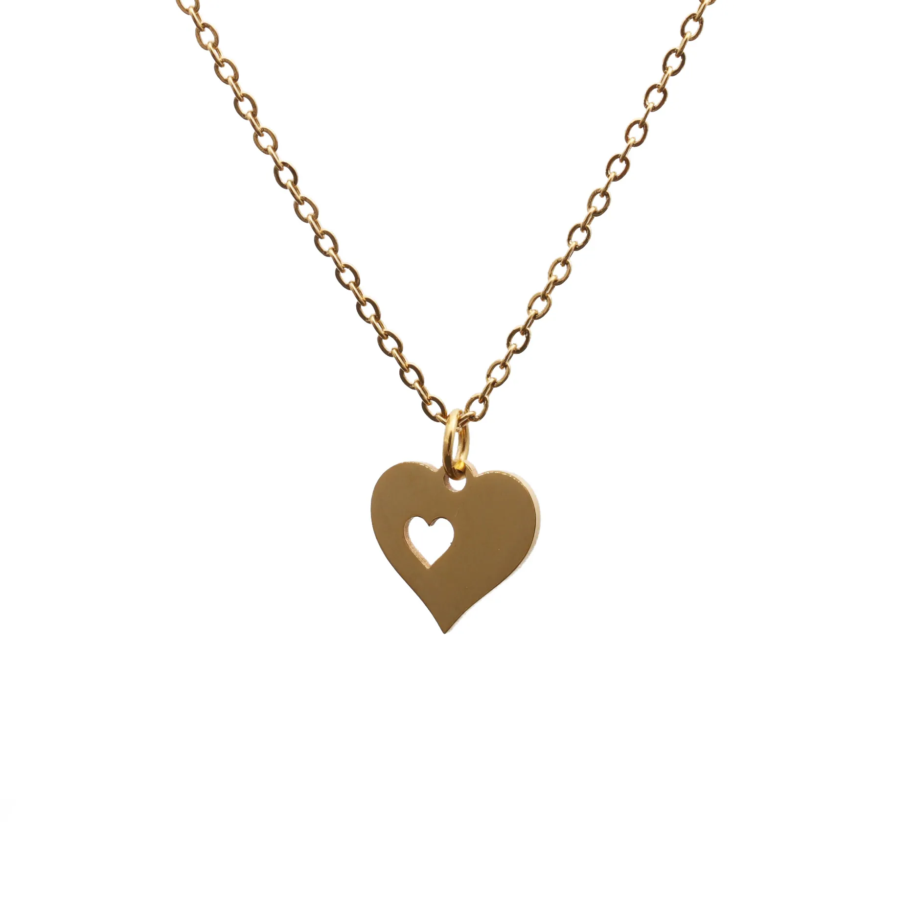Collana Con Ciondolo A Cuore Design Cavo Acciaio Inossidabile Rame Lucidato Minimalista Elegante Gioielli Per Donna