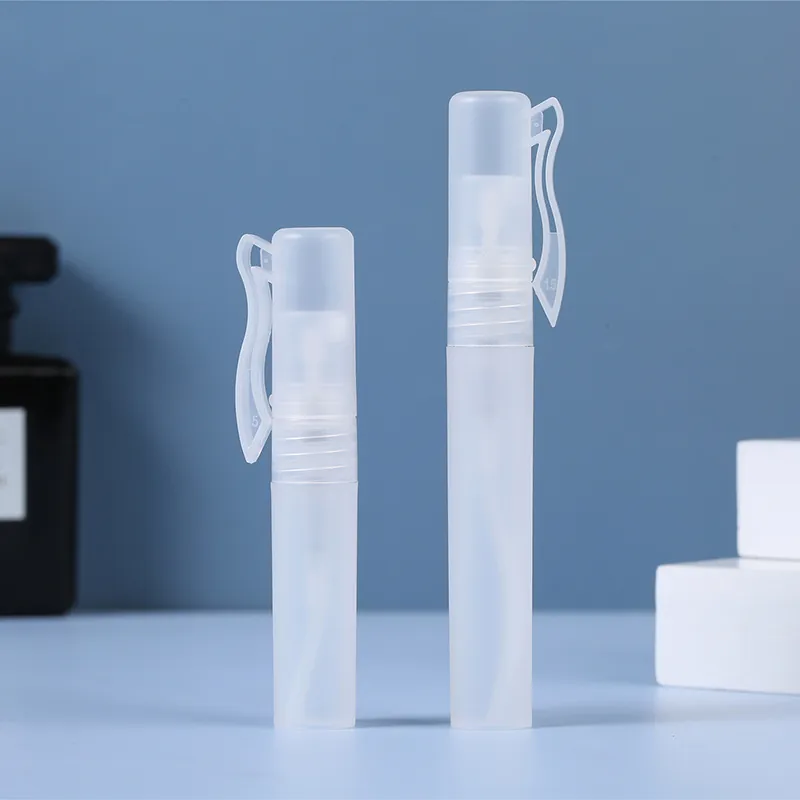 Portable Perfume Spray Bottle Pen Clip Design Frosted Plastic Refillable Atomizer For Travel Empty Container