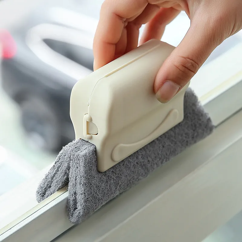 Handheld Window Groove Cleaning Brush With Scouring Pad PP Handle Deep Cleaner Tool For Tracks Crevices Gaps