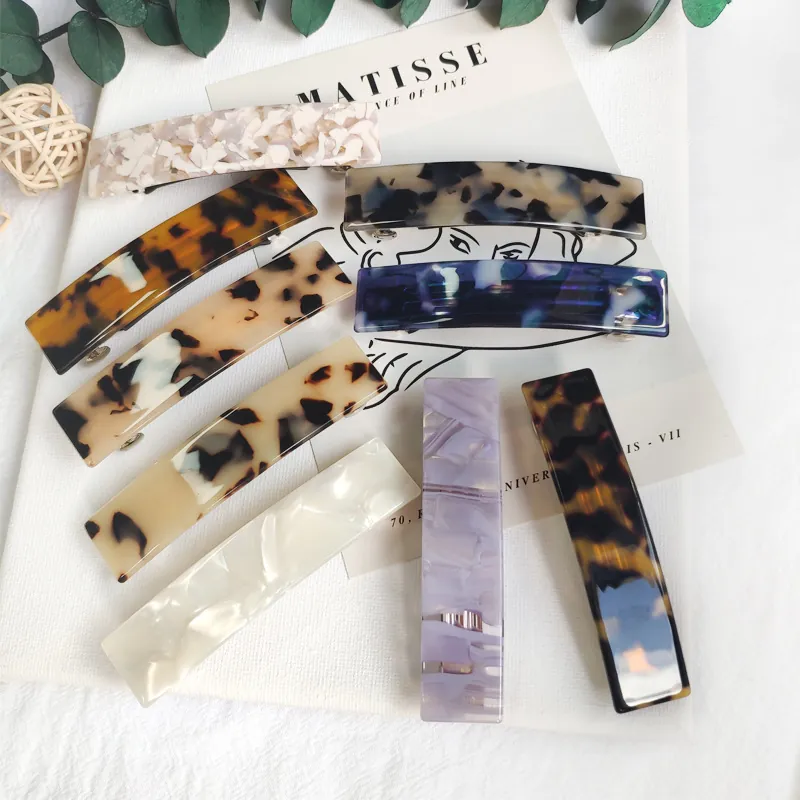 Vintage Acetate Hair Clip Rectangle Tortoise Shell Leopard Print Barrette French Style Elegant Hair Accessories For Women