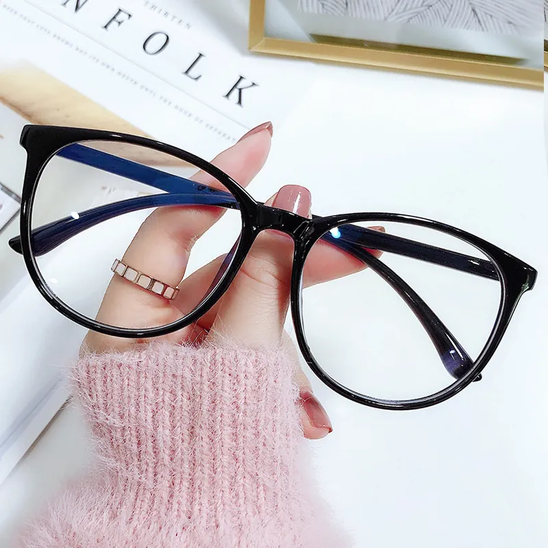 Anti Blue Light Glasses Oversized Round Frame PC Plastic Retro Trendy Optical Eyewear For Men Women