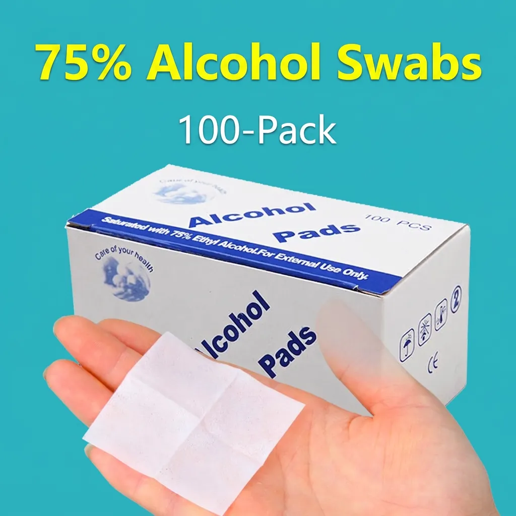 Disposable Alcohol Pads Disinfectant Prep Swabs With 75% Ethyl Alcohol For First Aid Skin Sterilization Individually Wrapped