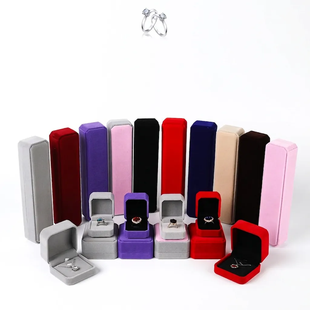 Velvet Jewelry Box Octagonal Necklace Ring Pendant Bracelet Storage Case Gift Packaging Multi Color Elegant