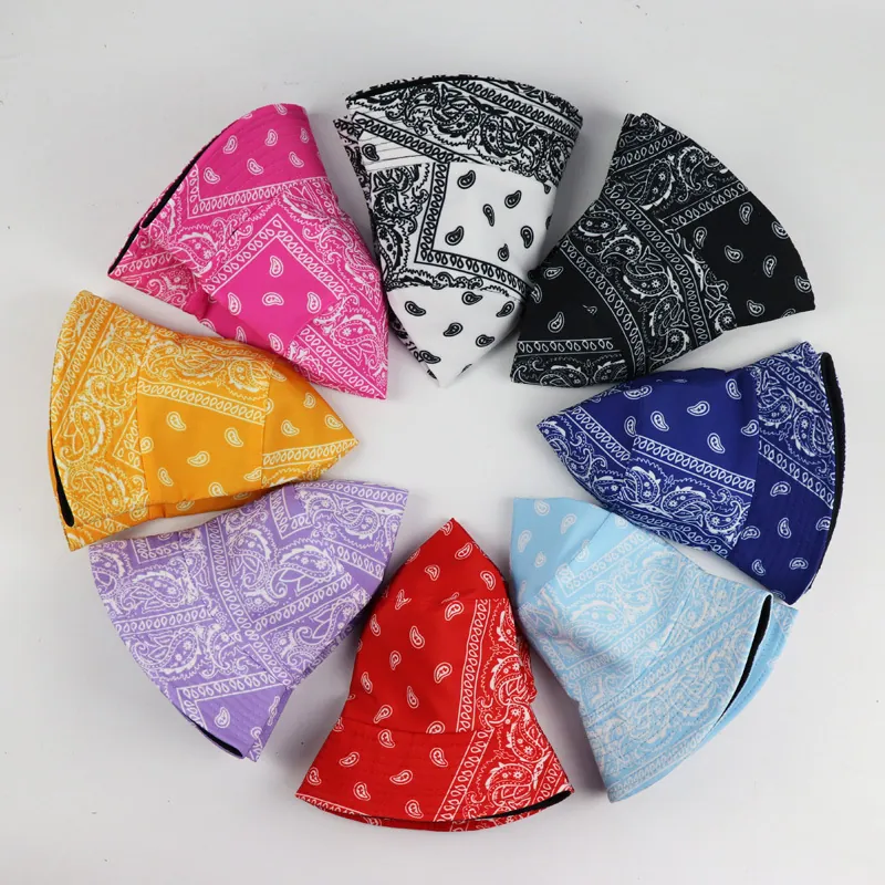 Reversible Paisley Bandana Print Bucket Hat For Men Women Polyester Sun Hat Fashion Streetwear Fisherman Cap For Travel Outdoor Beach