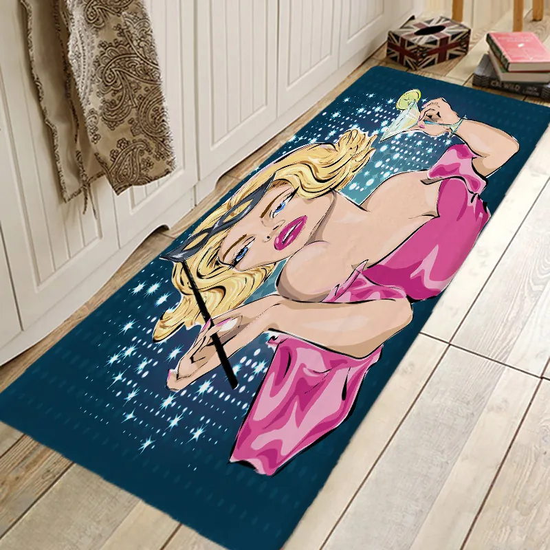 Christmas Floor Mat Non-slip Absorbent Flannel Rug For Home Kitchen Bathroom Santa Reindeer Pattern Decoration