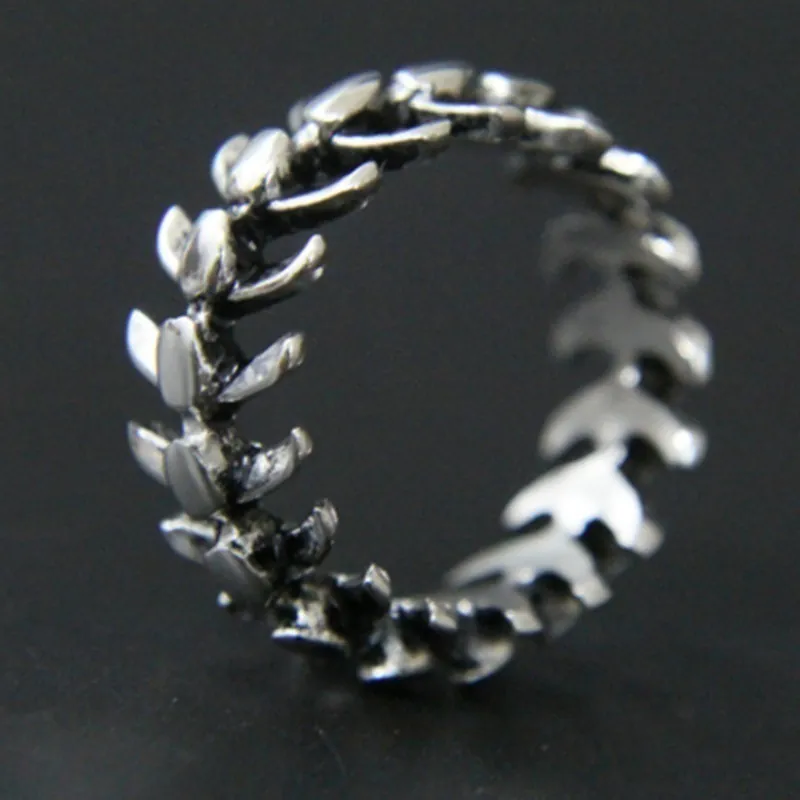 Fish Bone Ring Alloy Spine Skeletal Band Punk Gothic Antique Silver Retro Finger Jewelry For Men