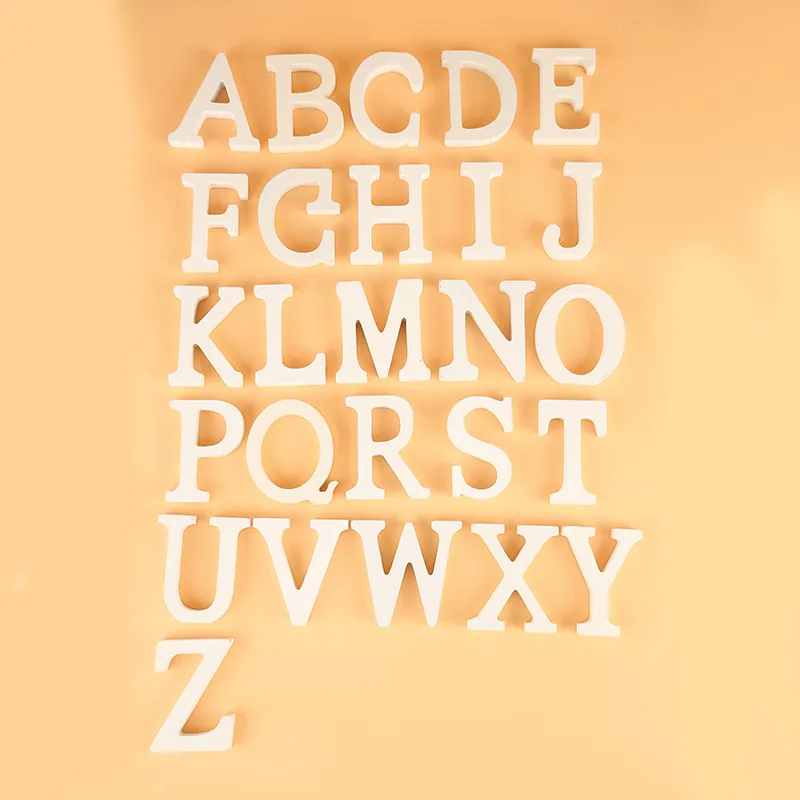 White MDF Wood 3D Decorative Letters Numbers Symbols Freestanding Wedding Party Home Office Desk Ornaments Minimalist