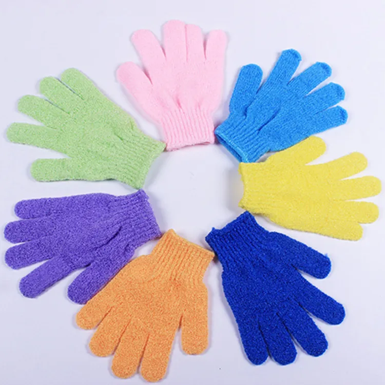 Exfoliating Bath Gloves Nylon Body Scrubber Five Fingers Shower Scrub Mitts Deep Cleansing Skin Massage