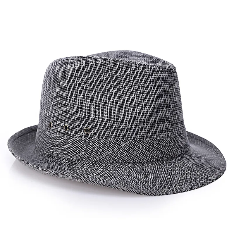 Men Fedora Hat Braided Cotton Linen Breathable Sun Protection British Style Casual Outdoor Summer Panama Trilby