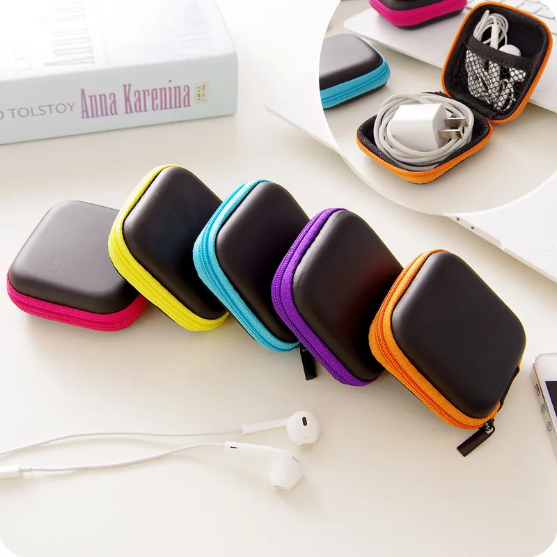 Mini Electronics Organizer Bag Hard Shell EVA Shockproof Earphone Case Portable Cable Storage Pouch Travel Solid Color