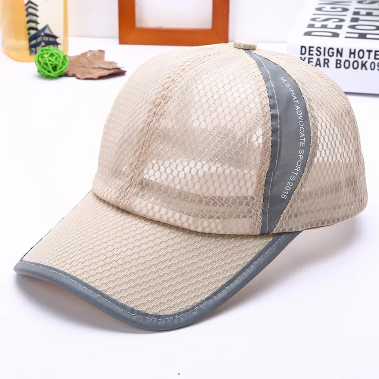 Breathable Mesh Baseball Cap Outdoor Sports Summer Sun Hat With Reflective Trim Adjustable Lightweight For Men Women