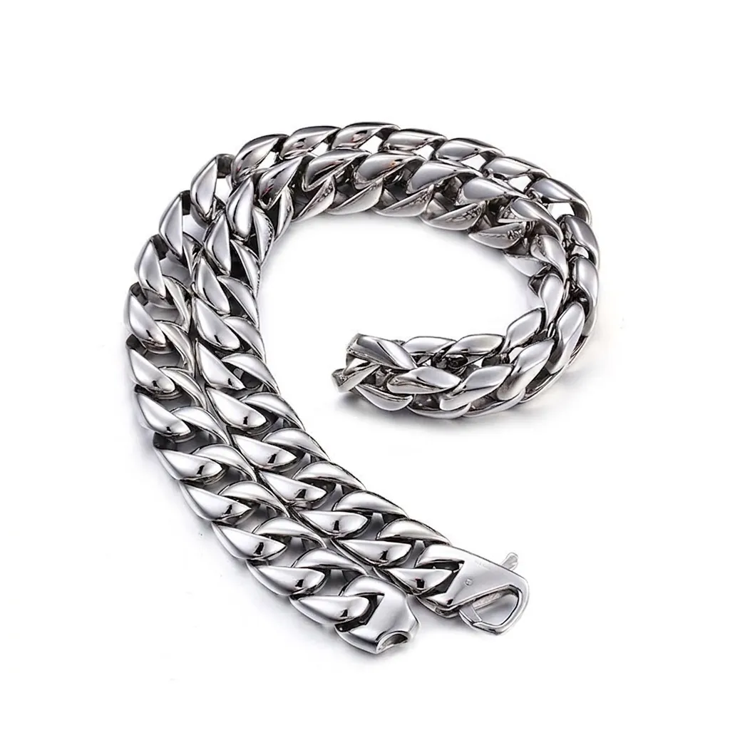 Men Cuban Link Chain Necklace 316L Stainless Steel Heavy Bold Polished Hip Hop Punk Style Chunky Jewelry For Male