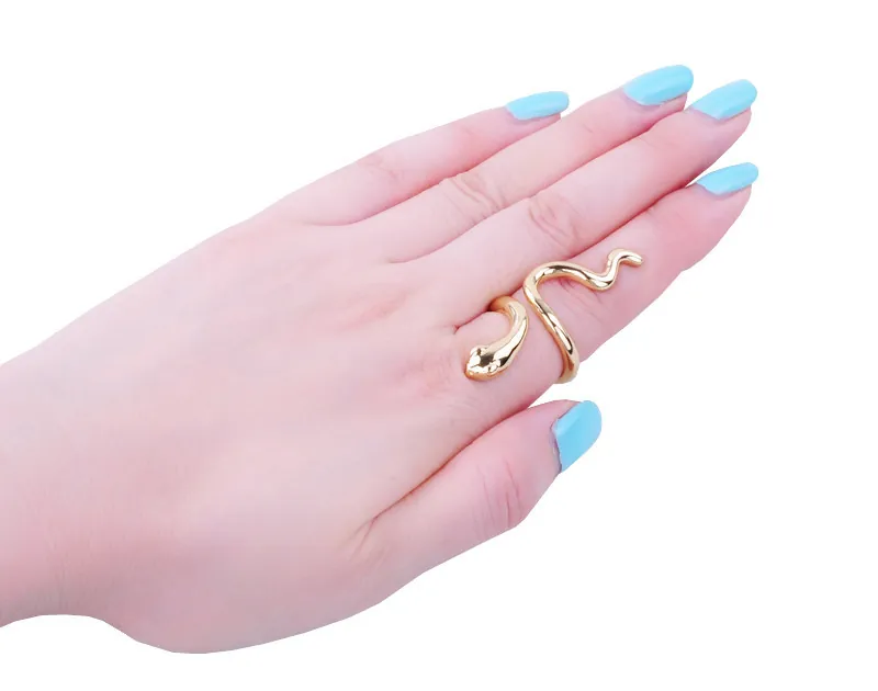 Schlangen Ring Damen Poliert Legierung Verstellbar Offen Wickel Tier Schmuck Minimalistisch Punk