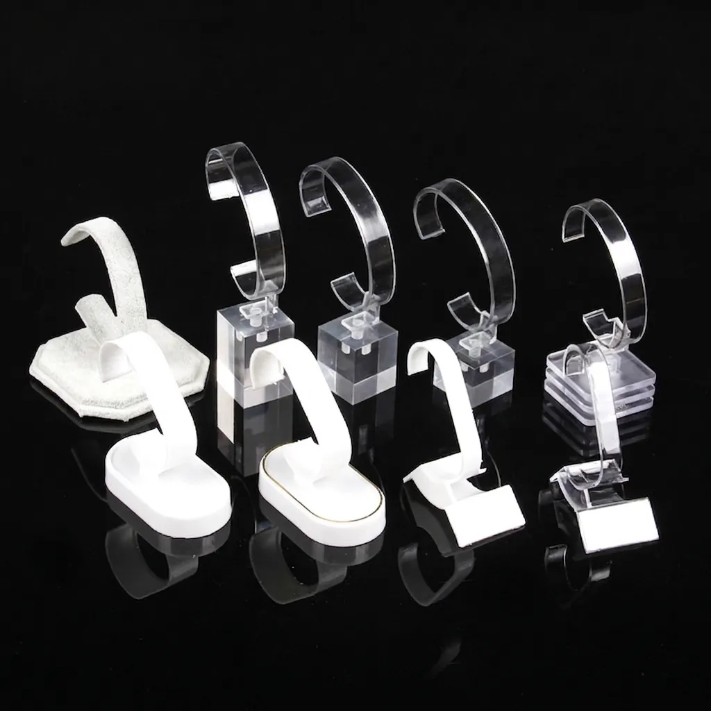 Watch Display Stand Acrylic Clear C-Shape Jewelry Bracelet Holder Base For Retail Store Counter Showcase Organization